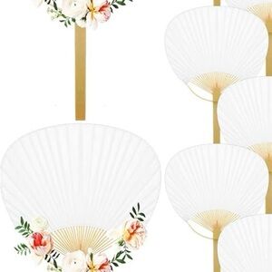 Elegant White Handheld Fans for Weddings or Parties